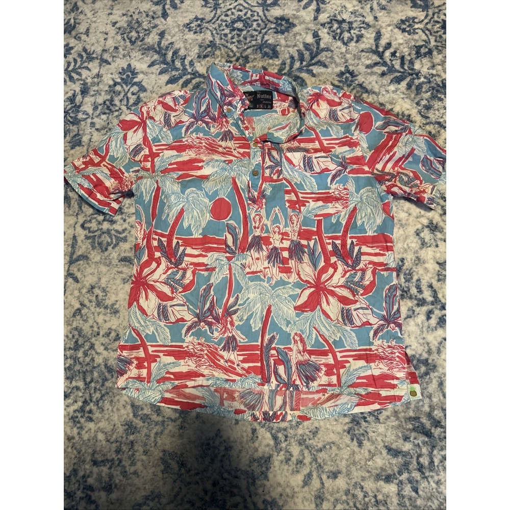 The Nutter from Chubbies Hawaiian Shirt Mens Medium Cotton Pullover Aloha Button